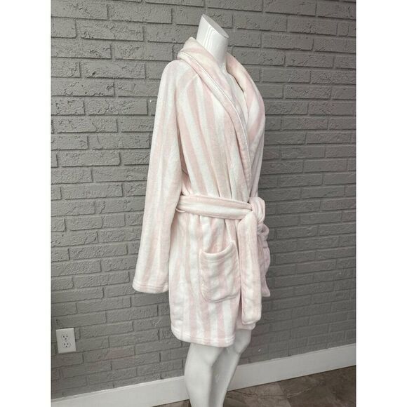 Victoria’s Secret Women Pink /White Stripe Monogram Robe Size M/L - Picture 7 of 11